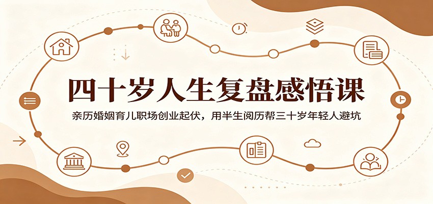 四十岁人生复盘感悟课:亲历婚姻育儿职场创业起伏,用半生阅历帮三十岁年轻人避坑-淘金社:轻创终点站