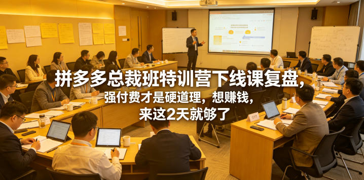 拼多多总裁班特训营下线课复盘，强付费才是硬道理，想賺钱，来这2天就够了-淘金社:轻创终点站