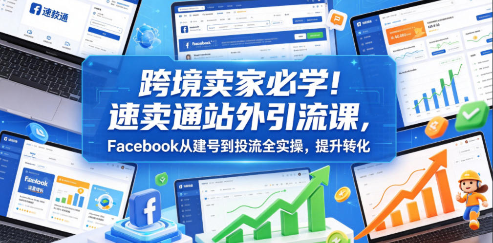 跨境卖家必学！速卖通站外引流课，Facebook从建号到投流全实操，提升转化-淘金社:轻创终点站