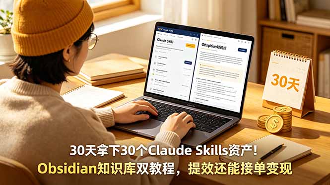 30天拿下30个Claude Skills资产!Obsidian知识库双教程,提效还能接单变现-淘金社:轻创终点站