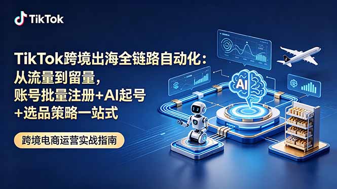 TikTok跨境出海全链路自动化:从流量到留量,账号批量注册+AI起号+选品策略一站式-淘金社:轻创终点站