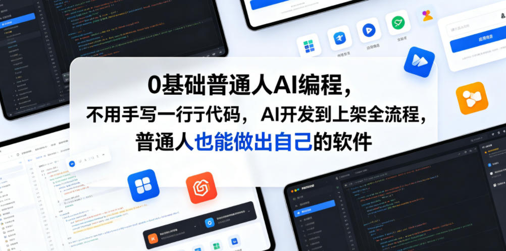 0基础普通人AI编程,不用手写一行代码,AI开发到上架全流程,普通人也能做出自己的软件-淘金社:轻创终点站