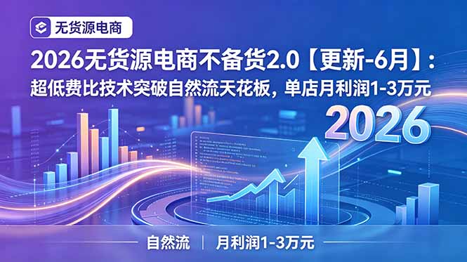 2026无货源电商不备货2.0【更新-6月】:超低费比技术突破自然流天花板,单店月利润1-3万元-淘金社:轻创终点站