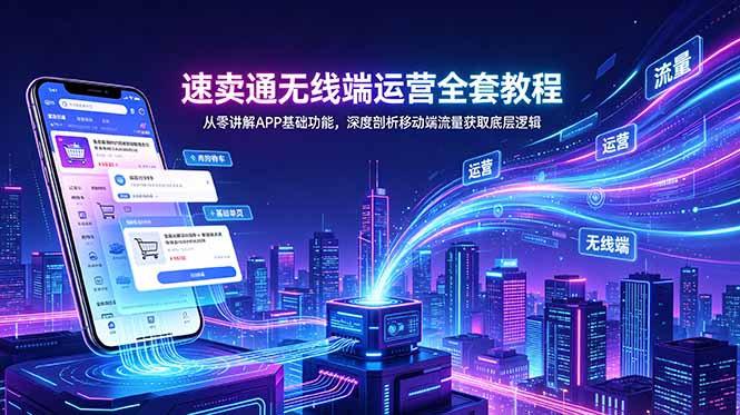 速卖通无线端运营全套教程，从零讲解APP基础功能，深度剖析移动端流量获取底层逻辑-淘金社:轻创终点站