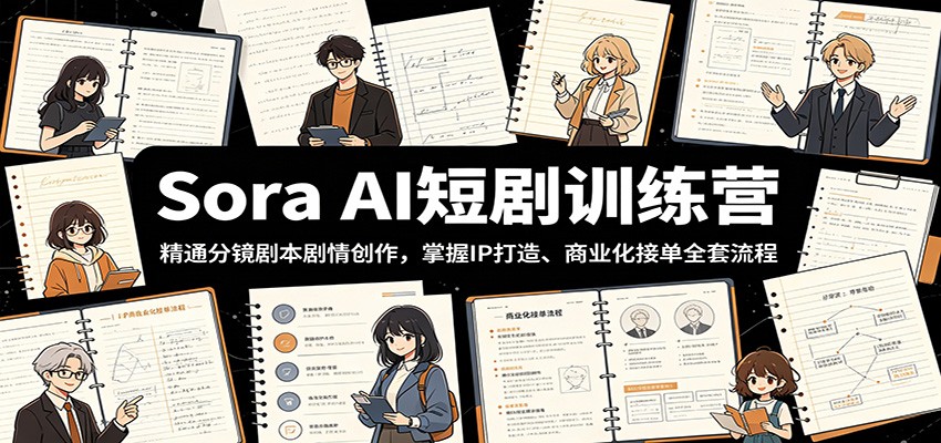 Sora AI短剧训练营:精通分镜剧本剧情创作,掌握IP打造、商业化接单全套流程-淘金社:轻创终点站
