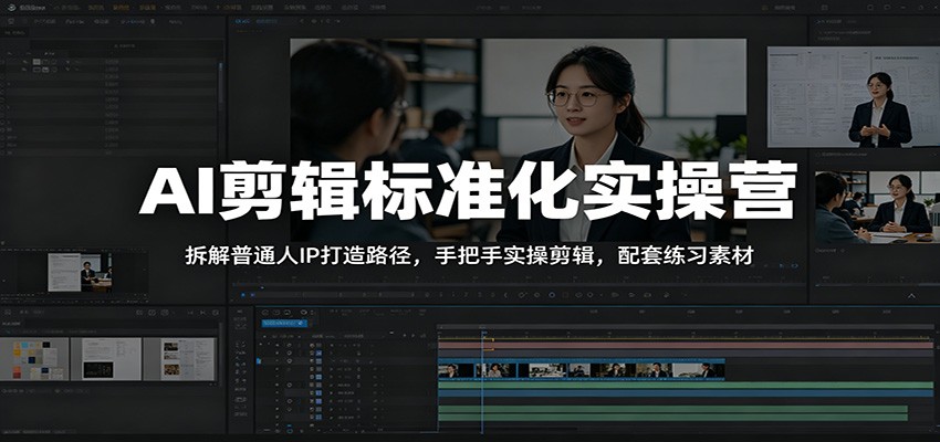 AI剪辑标准化实操营:拆解普通人IP打造路径,手把手实操剪辑,配套练习素材-淘金社:轻创终点站