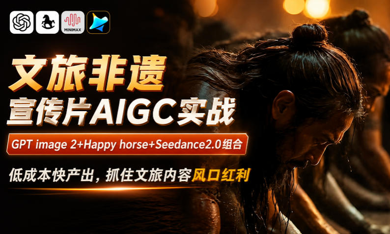 文旅非遗宣传片AIGC实战,GPT image 2+Happy horse+Seedance2.0组合,低成本快产出,抓住文旅内容风口红利-淘金社:轻创终点站