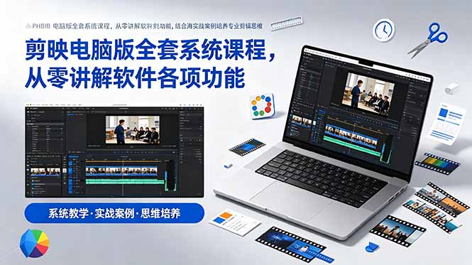 剪映电脑版全套系统课程,从零讲解软件各项功能,结合海量实战案例培养专业剪辑思维-淘金社:轻创终点站