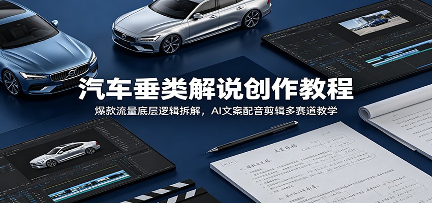 汽车垂类解说创作教程:爆款流量底层逻辑拆解,AI文案配音剪辑多赛道教学-淘金社:轻创终点站