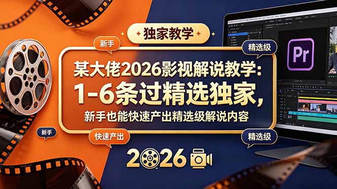 某大佬2026影视解说教学:1-6条过精选独家,新手也能快速产出精选级解说内容-淘金社:轻创终点站