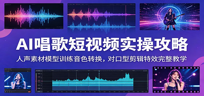 AI唱歌短视频实操攻略:人声素材模型训练音色转换,对口型剪辑特效完整教学-淘金社:轻创终点站