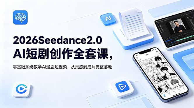 2026Seedance2.0AI短剧创作全套课,零基础系统教学AI漫剧短视频,从灵感到成片完整落地-淘金社:轻创终点站