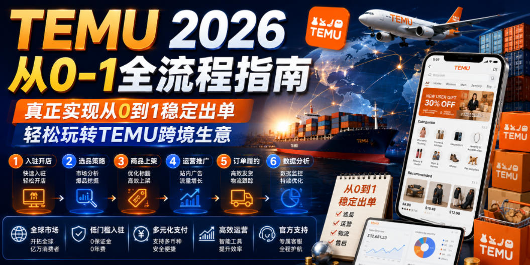 TEMU 2026从0-1全流程指南,真正实现从0到1稳定出单,轻松玩转TEMU跨境生意-淘金社:轻创终点站