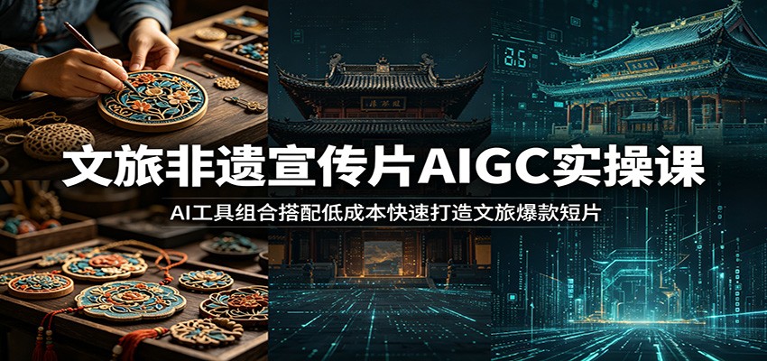 文旅非遗宣传片AIGC实操课:AI工具组合搭配低成本快速打造文旅爆款短片-淘金社:轻创终点站