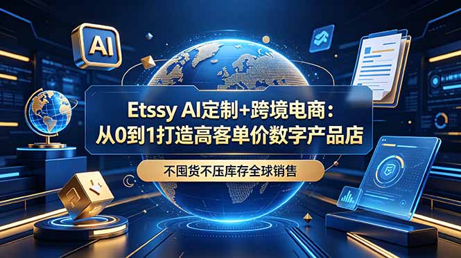 Etsy AI定制+跨境电商:从0到1打造高客单价数字产品店,不囤货不压库存全球销售-淘金社:轻创终点站