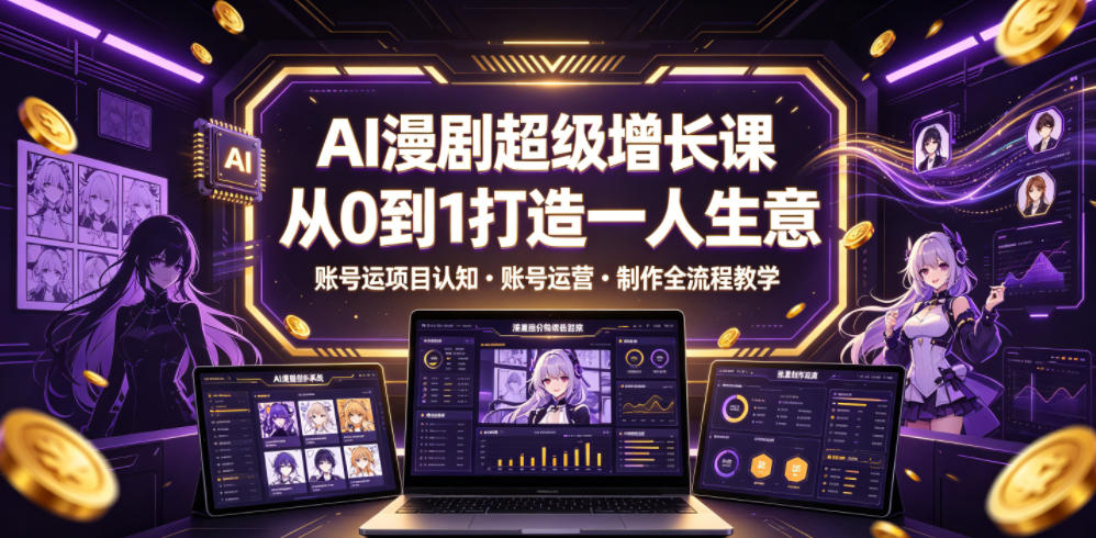 AI漫剧超级增长课,从0到1打造一人生意,项目认知・账号运营・制作全流程教学-淘金社:轻创终点站