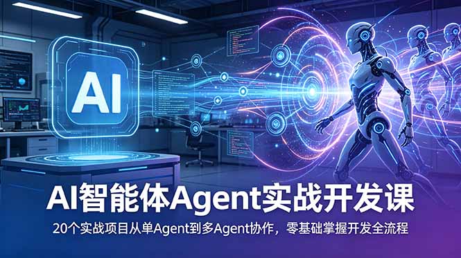 AI智能体Agent实战开发课:20个实战项目从单Agent到多Agent协作,零基础掌握开发全流程-淘金社:轻创终点站