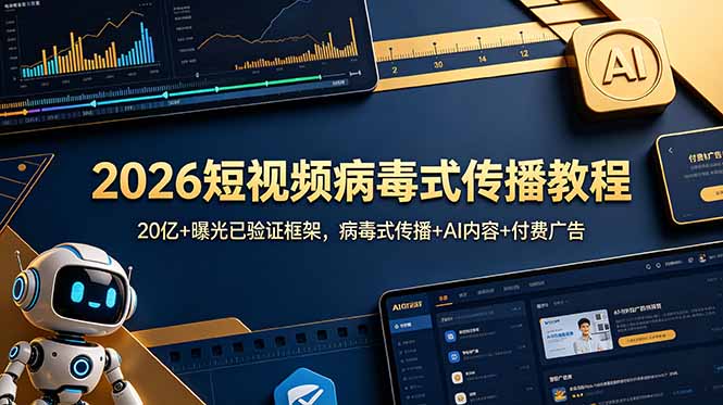 2026短视频病毒式传播教程：20亿+曝光已验证框架，病毒式传播+AI内容+付费广告-淘金社:轻创终点站