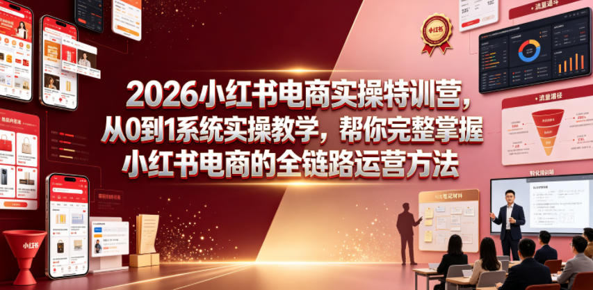 2026小红书电商实操特训营,从0到1系统实操教学,帮你完整掌握小红书电商的全链路运营方法-淘金社:轻创终点站