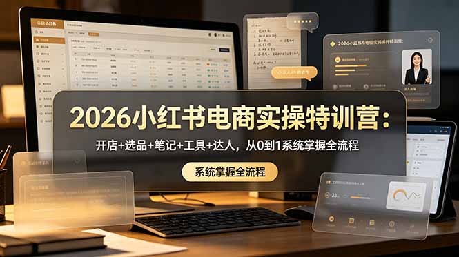 2026小红书电商实操特训营：开店+选品+笔记+工具+达人，从0到1系统掌握全流程-淘金社:轻创终点站