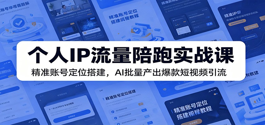 个人IP流量陪跑实战课:精准账号定位搭建,AI批量产出爆款短视频引流-淘金社:轻创终点站