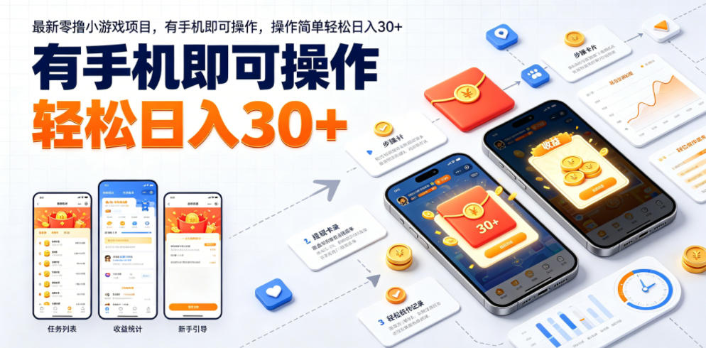 最新零撸小游戏项目，有手机即可操作，操作简单轻松日入30+-淘金社:轻创终点站