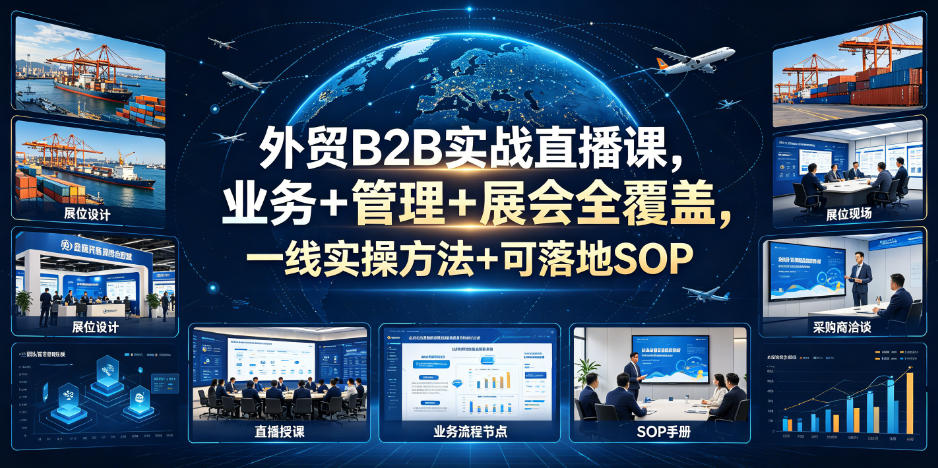 外贸B2B实战直播课，业务+管理+展会全覆盖，一线实操方法+可落地SOP-淘金社:轻创终点站