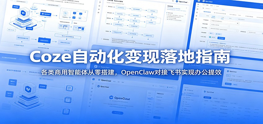 Coze自动化变现落地指南：各类商用智能体从零搭建，OpenClaw对接飞书实现办公提效-淘金社:轻创终点站