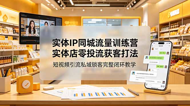 实体IP同城流量训练营：实体店零投流获客打法，短视频引流私域锁客完整闭环教学-淘金社:轻创终点站