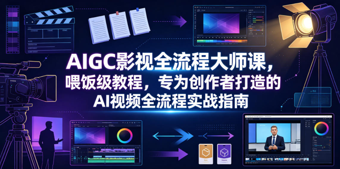 AIGC影视全流程大师课，喂饭级教程，专为创作者打造的AI视频全流程实战指南-淘金社:轻创终点站