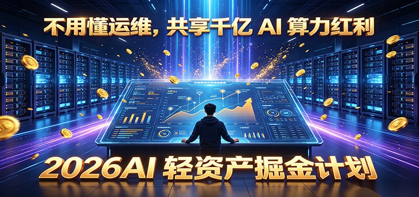 不用懂运维，共享千亿 AI 算力红利，2026AI 轻资产掘金计划-淘金社:轻创终点站