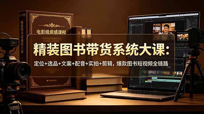 精装图书带货系统大课：定位+选品+文案+配音+实拍+剪辑，爆款图书短视频全链路-淘金社:轻创终点站