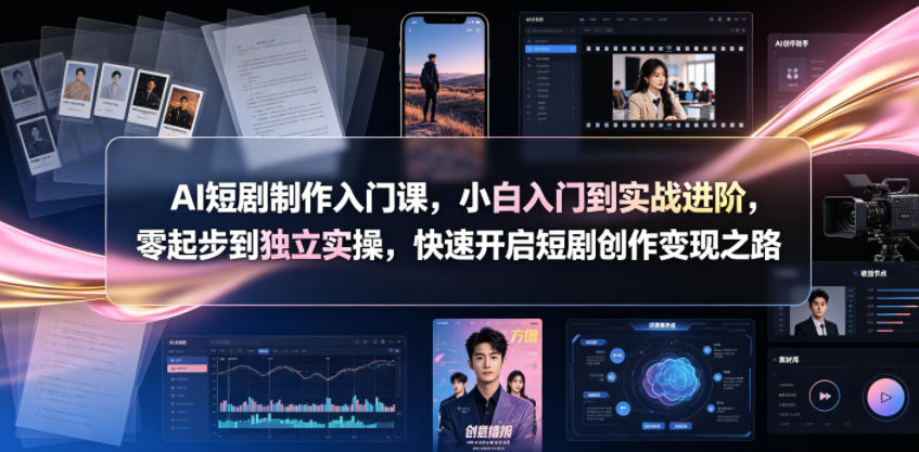 AI短剧制作入门课，小白入门到实战进阶，零起步到独立实操，快速开启短剧创作变现之路-淘金社:轻创终点站
