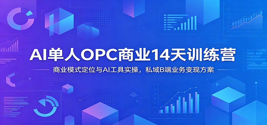 AI单人OPC商业14天训练营：商业模式定位与AI工具实操，私域B端业务变现方案-淘金社:轻创终点站