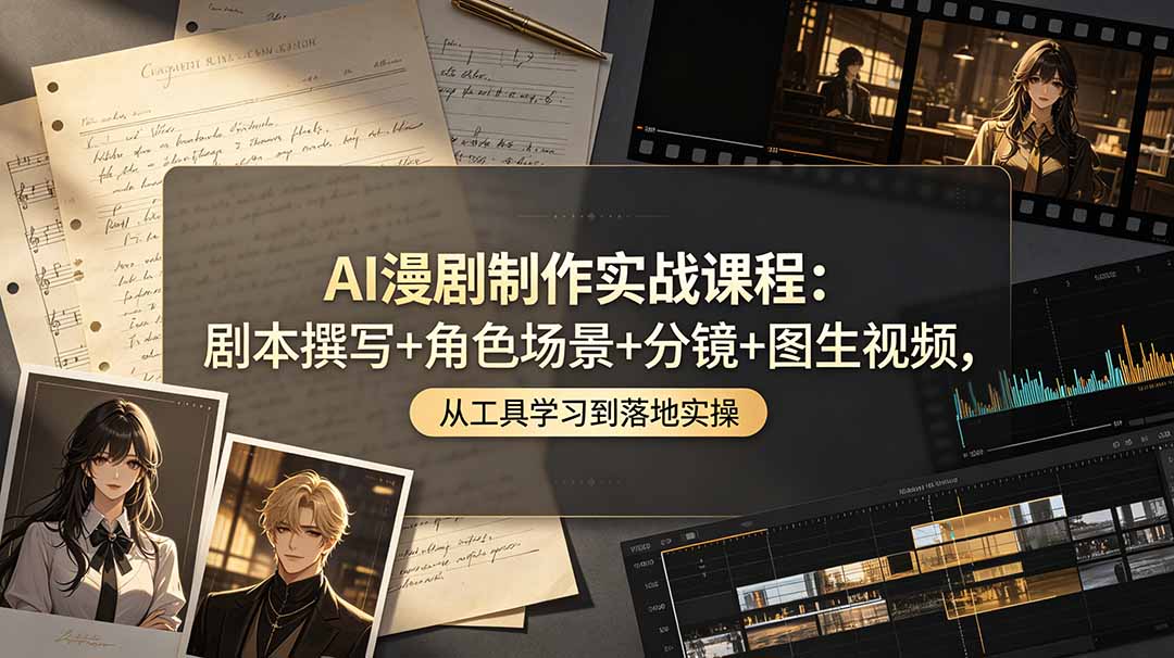 AI漫剧制作实战课程：剧本撰写+角色场景+分镜+图生视频，从工具学习到落地实操-淘金社:轻创终点站