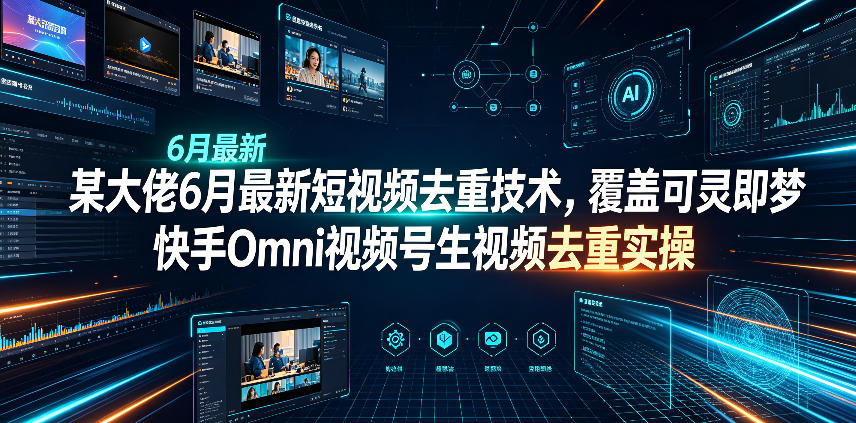 某大佬6月最新短视频去重技术，覆盖可灵即梦快手Omni视频号生视频去重实操-淘金社:轻创终点站