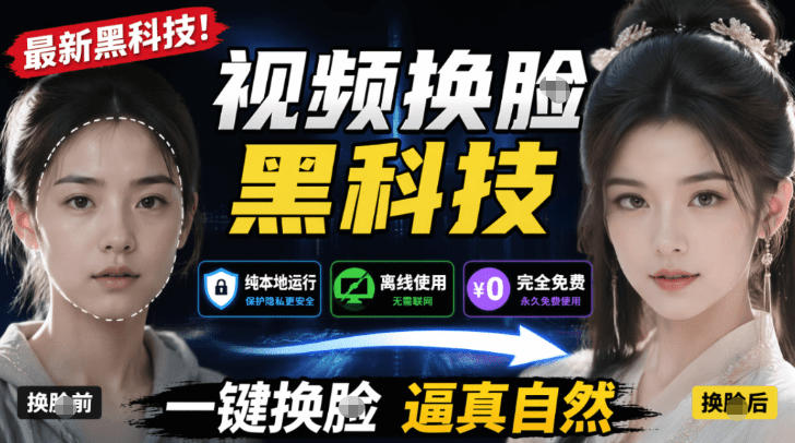 AI人工智能如此夸张？一键视频换Lian黑科技，纯本地离线运行，本地视频换Lian娱乐工具，AI FaceSwap-淘金社:轻创终点站