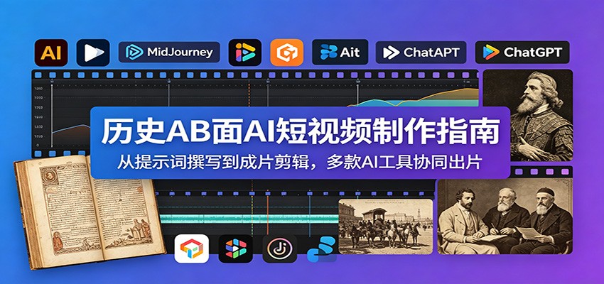 历史AB面AI短视频制作指南：从提示词撰写到成片剪辑，多款AI工具协同出片-淘金社:轻创终点站