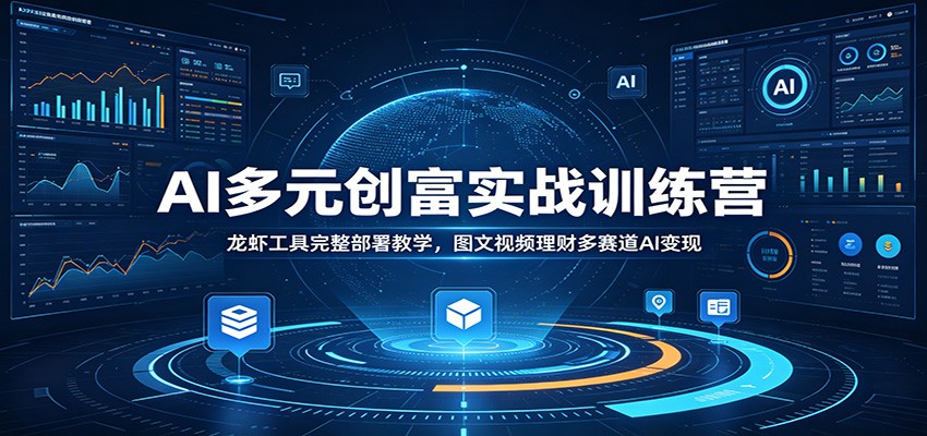 AI多元创富实战训练营：龙虾工具完整部署教学，图文视频理财多赛道AI变现-淘金社:轻创终点站