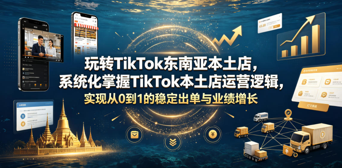 玩转TikTok东南亚本土店，系统化掌握TikTok本土店运营逻辑，实现从0到1的稳定出单与业绩增长-淘金社:轻创终点站