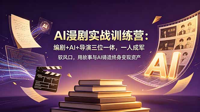 AI漫剧实战训练营：编剧+AI+导演三位一体，一人成军 驭风口，用故事与AI铸造终身变现资产-淘金社:轻创终点站