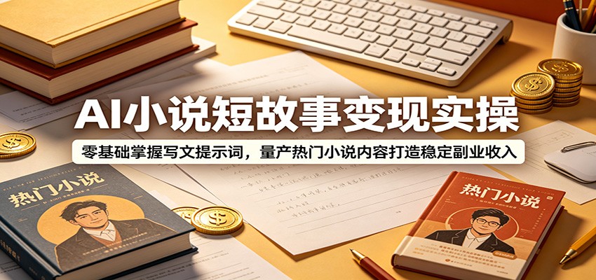 AI小说短故事变现实操：零基础掌握写文提示词，量产热门小说内容打造稳定副业收入-淘金社:轻创终点站