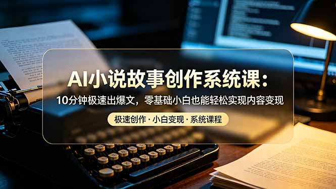 AI小说故事创作系统课：10分钟极速出爆文，零基础小白也能轻松实现内容变现-淘金社:轻创终点站