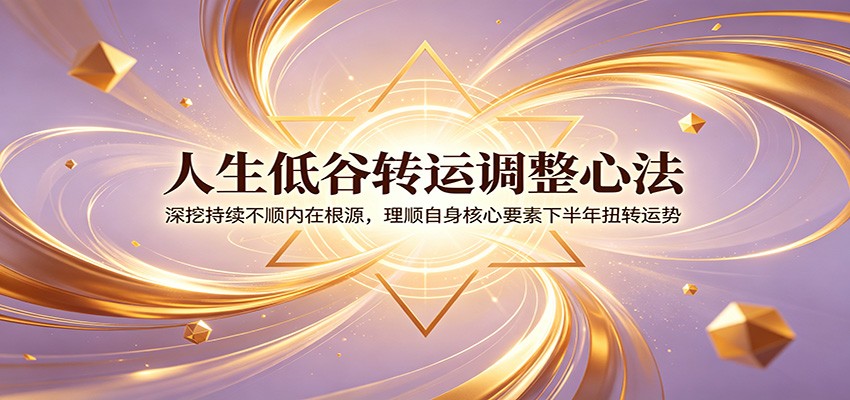 人生低谷转运调整心法：深挖持续不顺内在根源，理顺自身核心要素下半年扭转运势-淘金社:轻创终点站