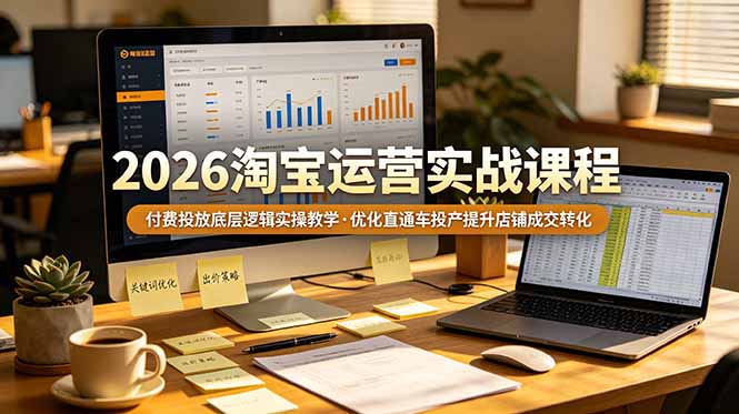 2026 淘宝运营实战课程，付费投放底层逻辑实操教学，优化直通车投产提升店铺成交转化-淘金社:轻创终点站