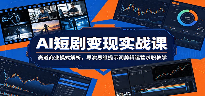 AI短剧变现实战课：赛道商业模式解析，导演思维提示词剪辑运营求职教学-淘金社:轻创终点站