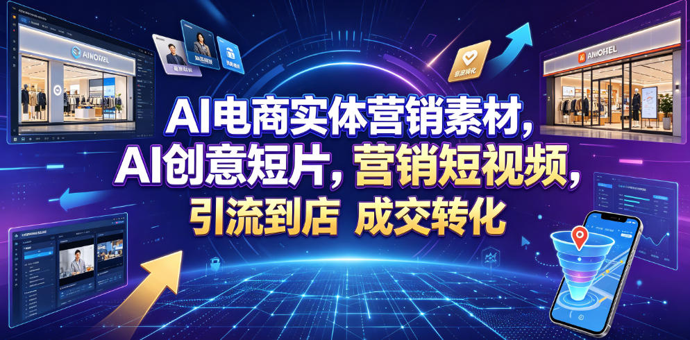 AI电商实体营销素材，AI创意短片，高效打造营销短视频，轻松引流到店，稳定提升门店客流与成交转化-淘金社:轻创终点站