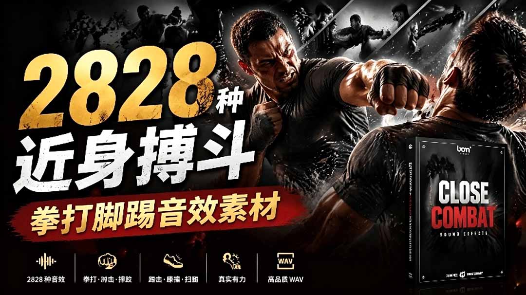 宝藏级别音效！2828种近身搏斗拳打脚踢音效素材，全部中文分类，免解压使用  Close Combat-淘金社:轻创终点站