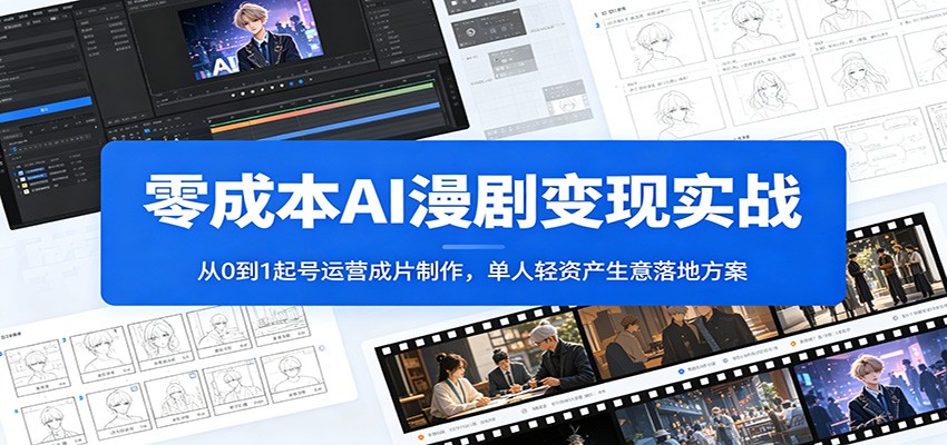 零成本AI漫剧变现实战：从0到1起号运营成片制作，单人轻资产生意落地方案-淘金社:轻创终点站
