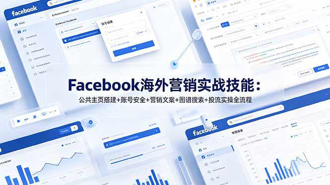 Facebook海外营销实战技能：公共主页搭建+账号安全+营销文案+图谱搜索+投流实操全流程-淘金社:轻创终点站
